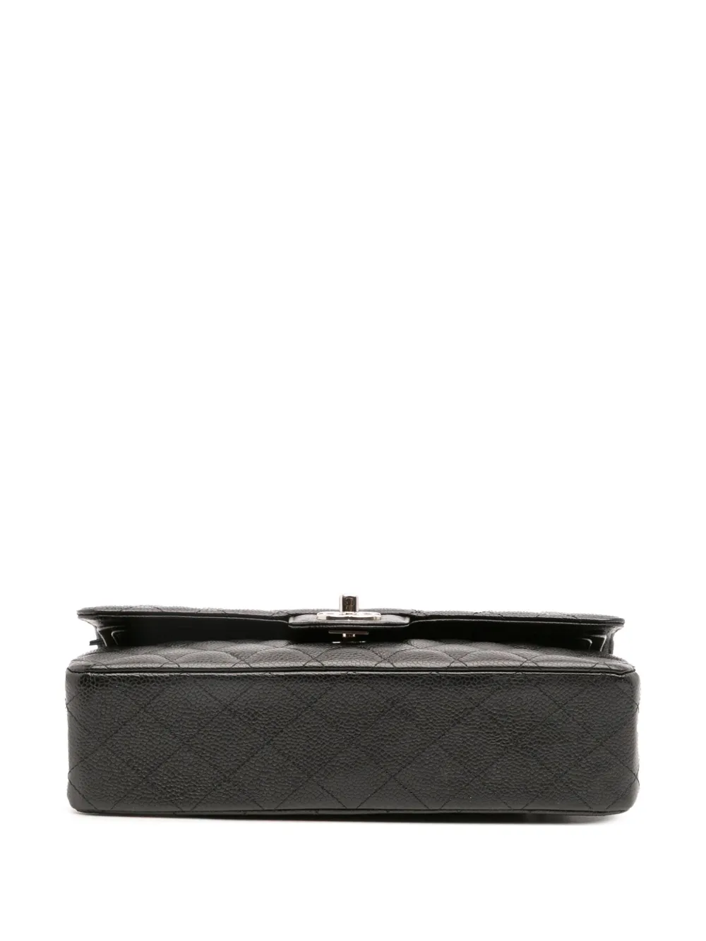 Pre-owned Chanel 2010-2011 Medium Classic Caviar Double Flap Shoulder Bag In Black