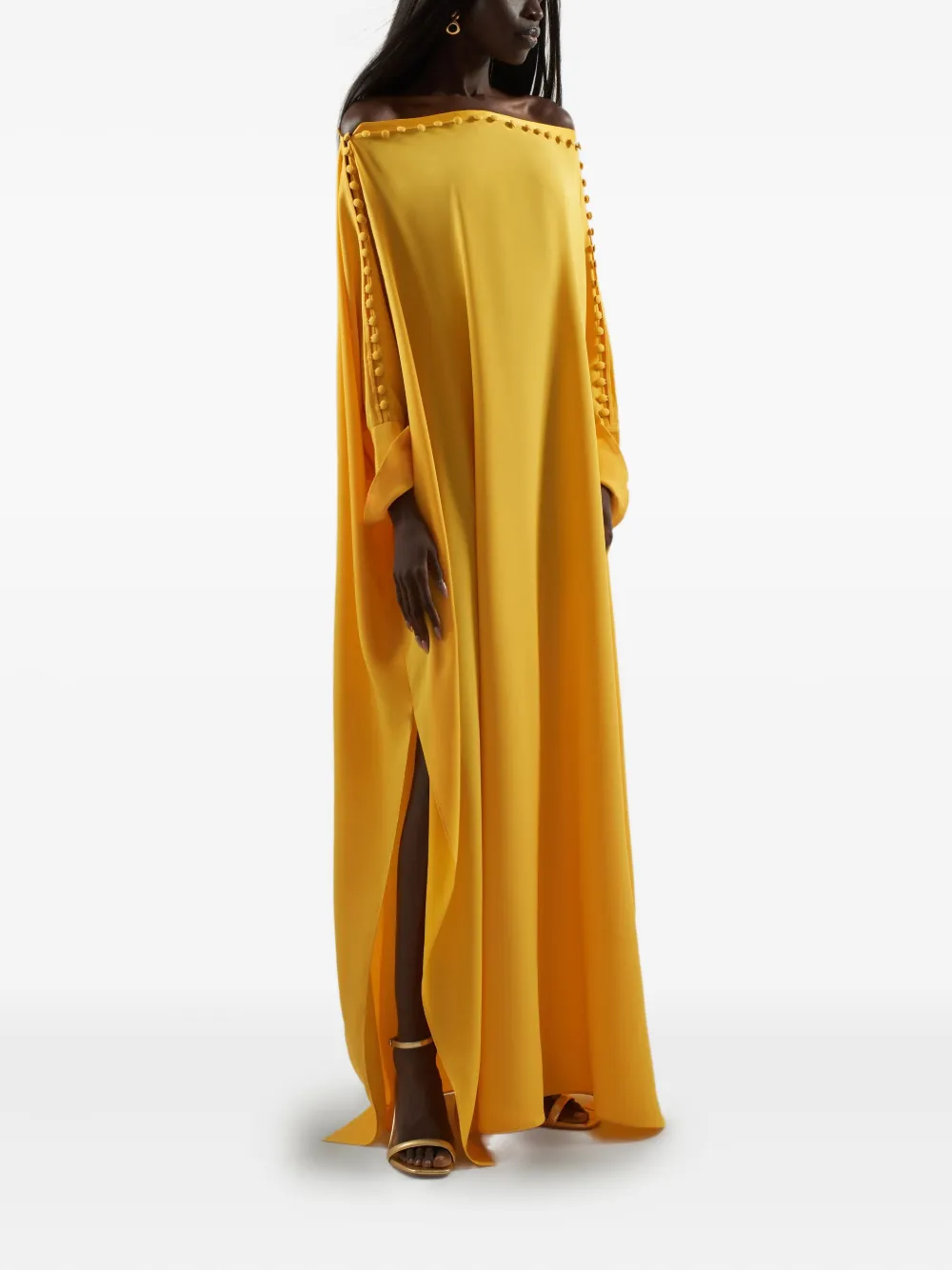Taller Marmo Mila off-shoulder pom-pom maxi dress - Geel