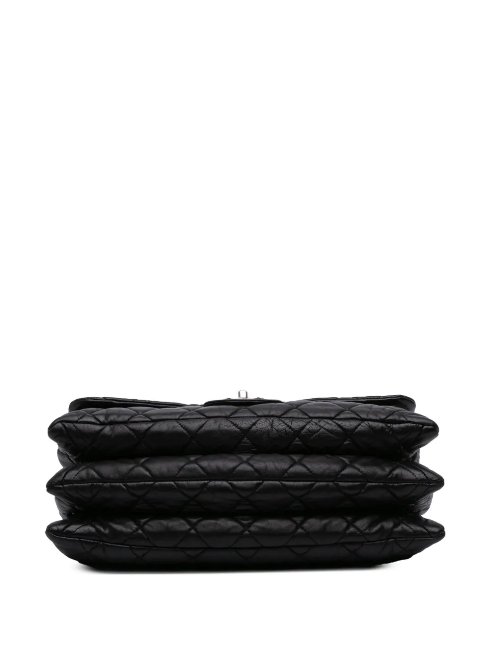 Pre-owned Chanel 2009-2010 Maxi Quilted Lambskin 3 Flap Shoulder Bag In Black