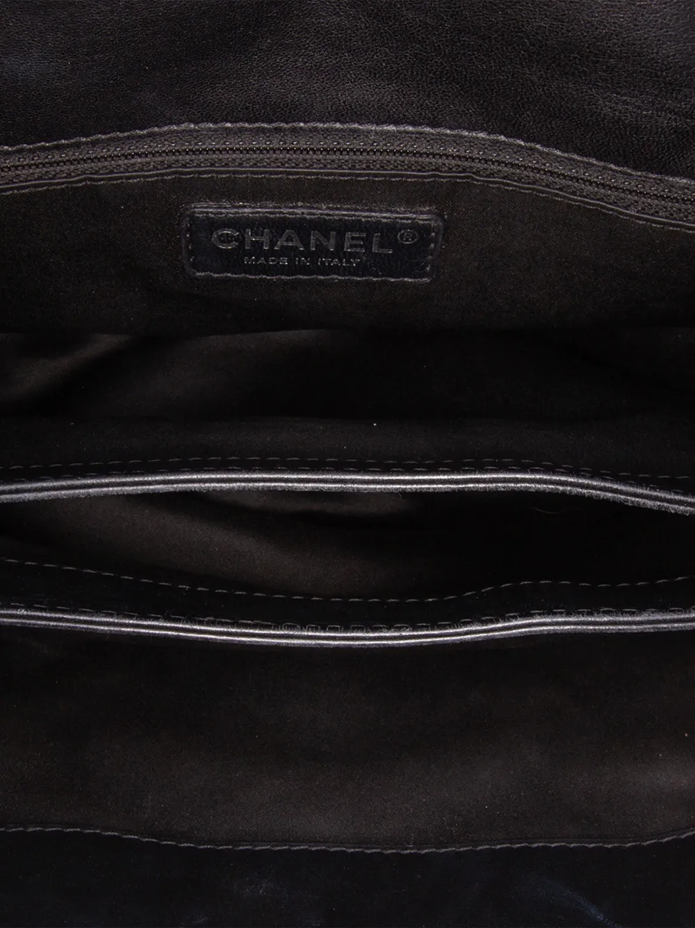 Pre-owned Chanel 2009-2010 Maxi Quilted Lambskin 3 Flap Shoulder Bag In Black