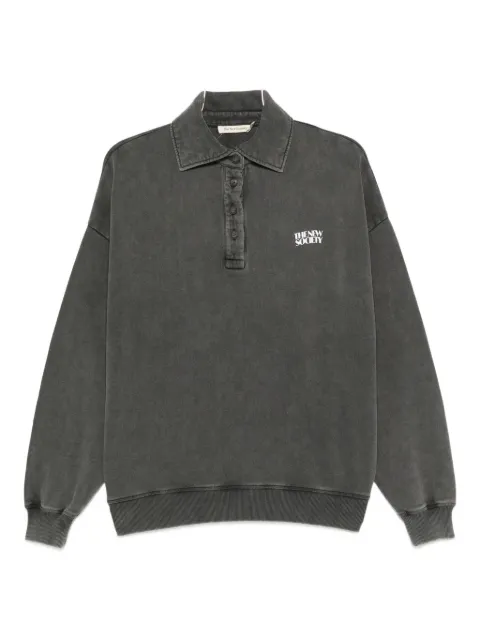THE NEW SOCIETY logo-print long-sleeve polo top