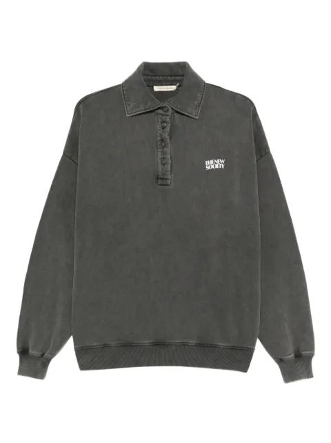 THE NEW SOCIETY logo-print long-sleeve polo top