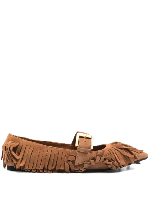Nº21 fringed buckle-fastening ballet flats