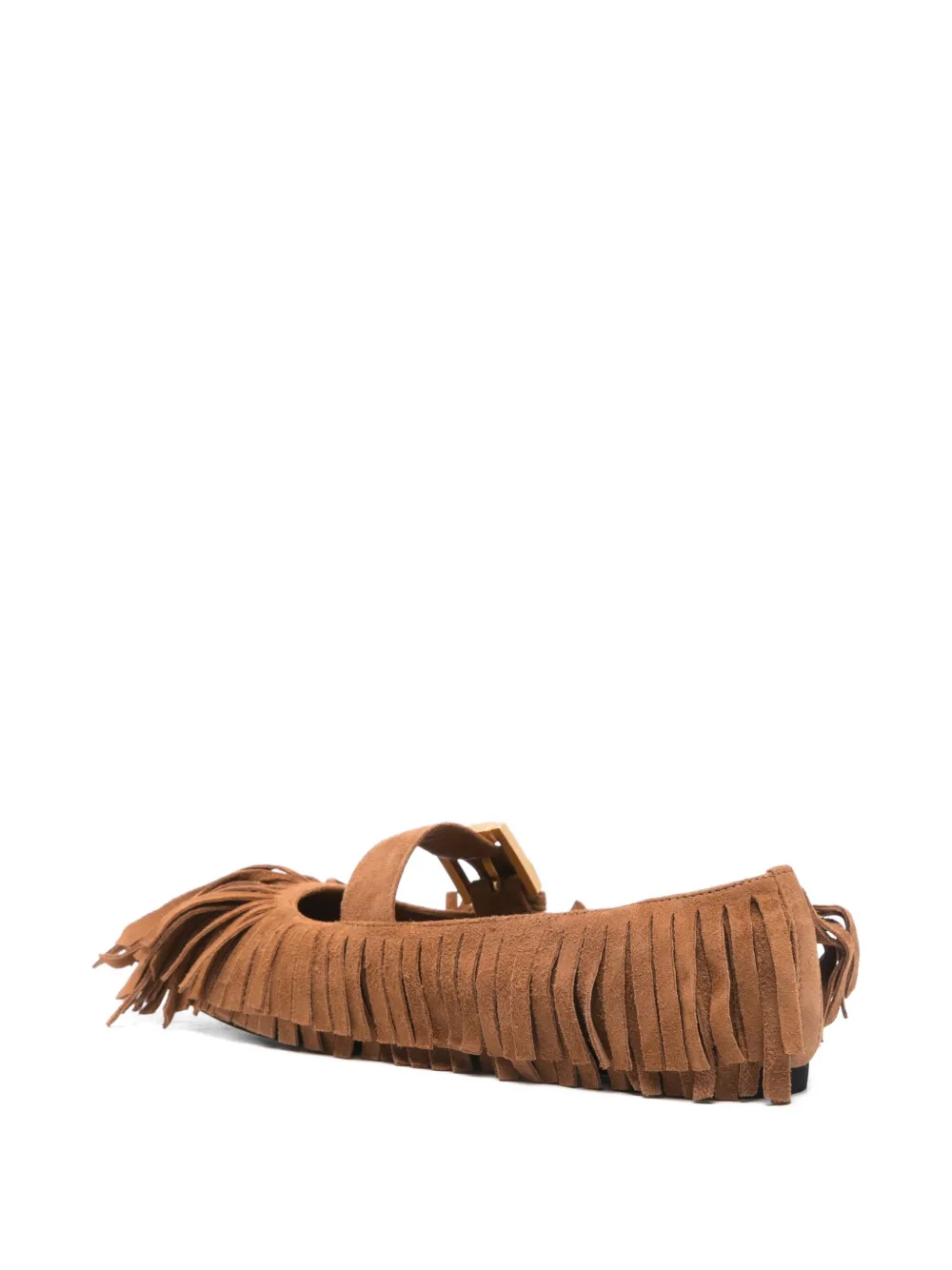 N°21 Fringed Buckle-fastening Ballet Flats In Brown