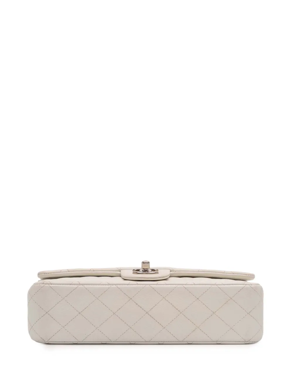 Pre-owned Chanel 2014 Medium Classic Caviar Double Flap Shoulder Bag In White
