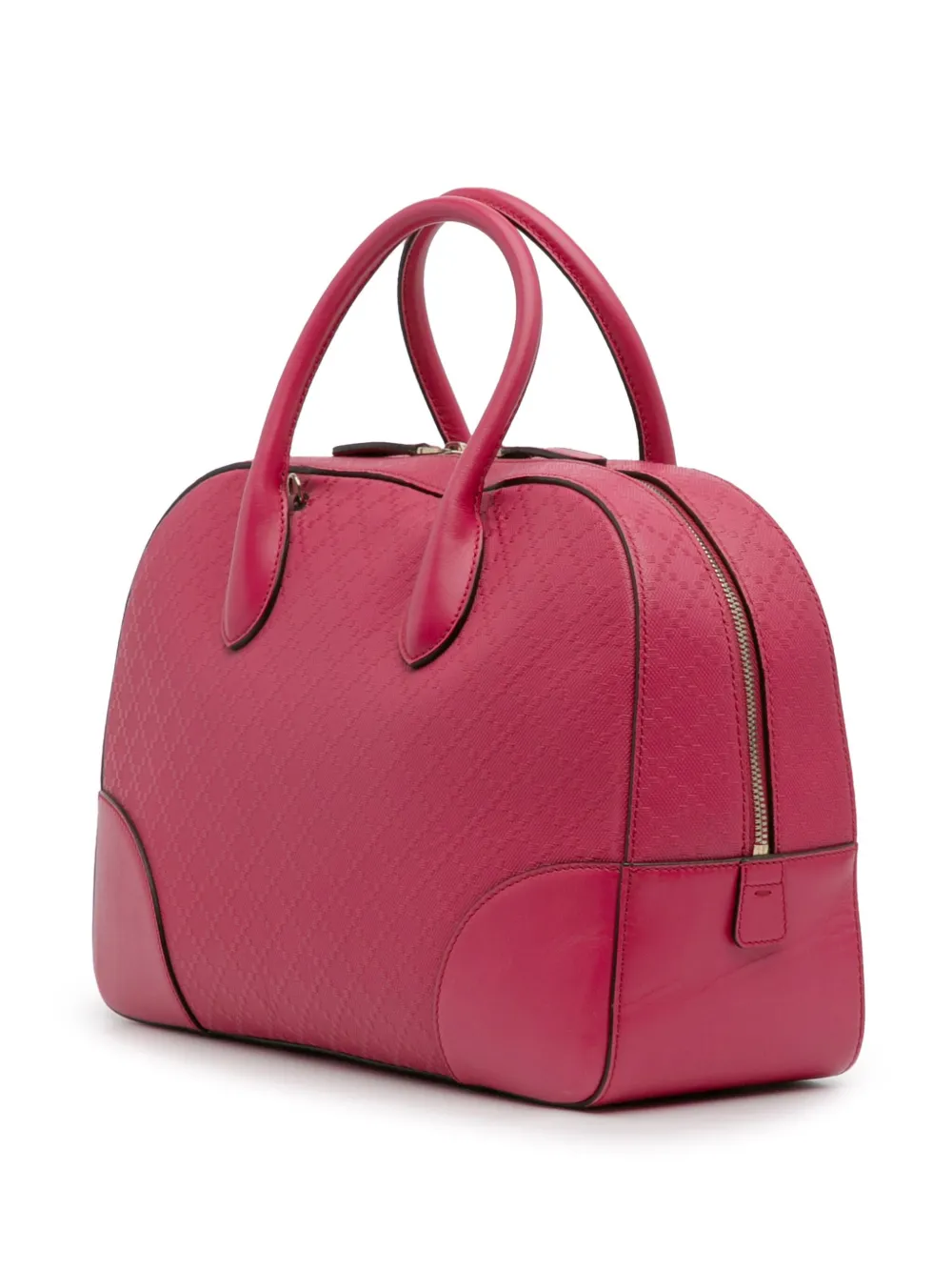 Pre-owned Gucci 2016-2025 Diamante Bright Leather Satchel In Pink