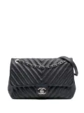CHANEL Pre-Owned 2015-2016 Jumbo Double Stitch Chevron Lambskin Single Flap shoulder bag - Blue