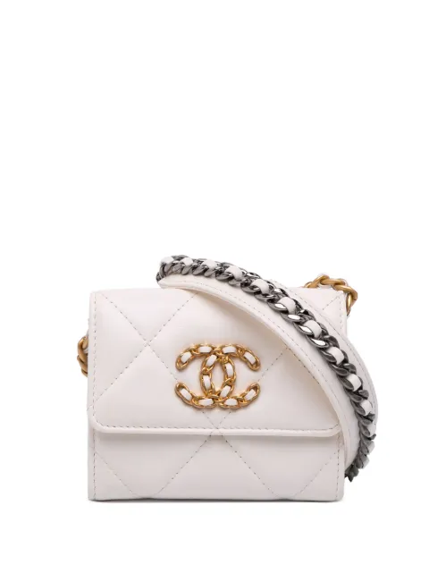 CHANEL Pre-Owned 2020 Quilted Lambskin Chanel 19 Card Holder On Chain crossbody bag
