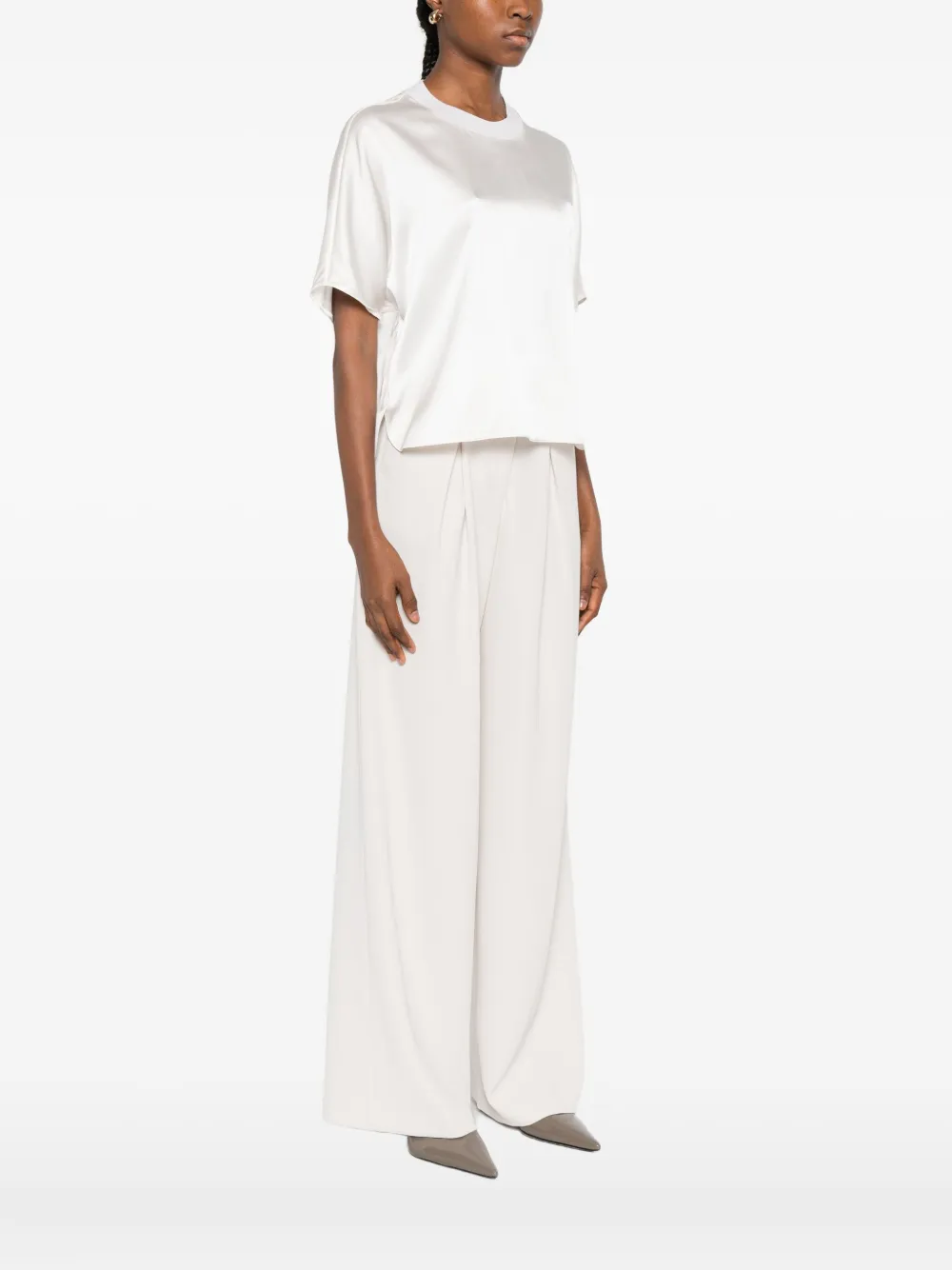 Peserico Round-neck Silk Blouse In Neutral