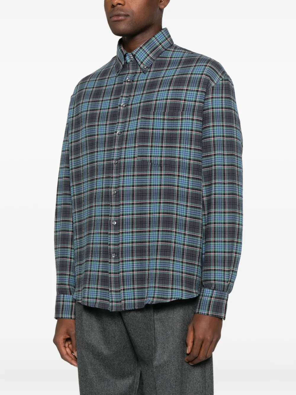  Lc23 Plaid-check Button-up Shirt - Blue 