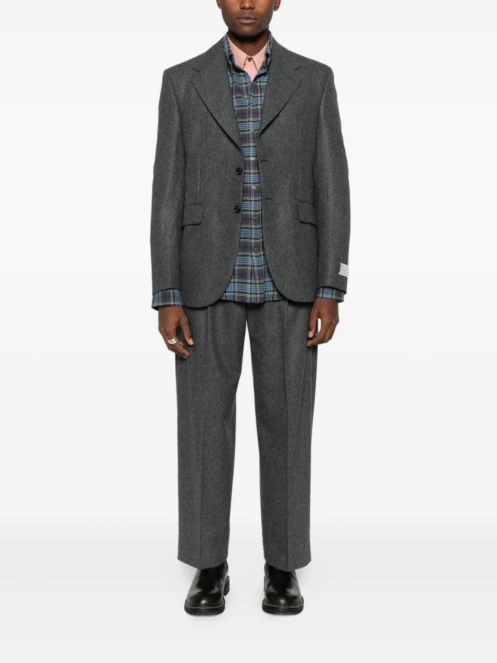 LC23 plaid-check button-up shirt | Image 2