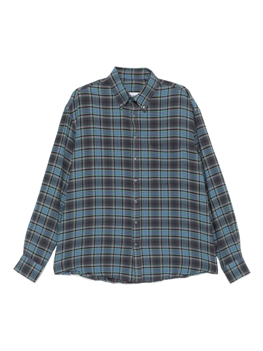 LC23 plaid-check button-up shirt | Blue | Image 1