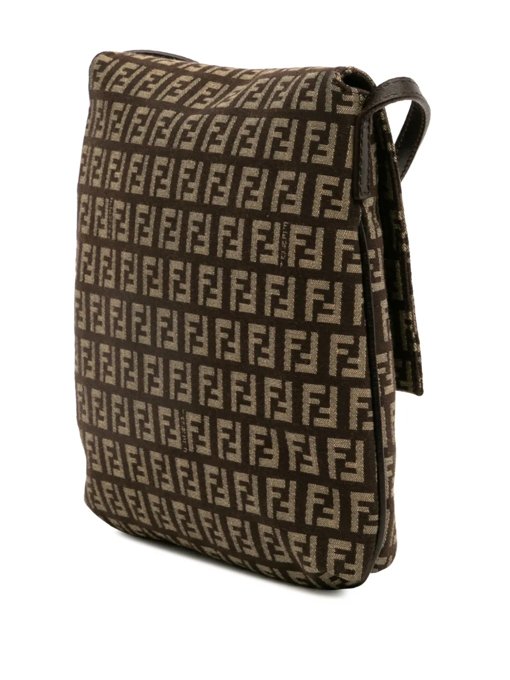 Pre-owned Fendi 2000-2010 Zucchino Canvas Crossbody Bag In Brown