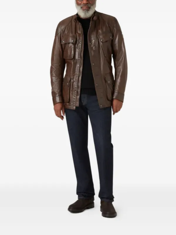 Belstaff Trialmaster Belted Leather Jacket | Brown | FARFETCH