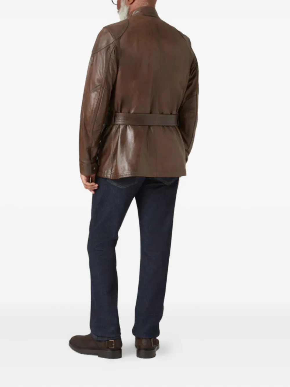 Belstaff Trialmaster Belted Leather Jacket In Brown