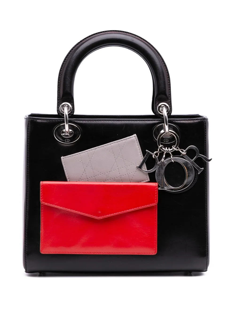 Christian Dior Pre-Owned 2014 ミディアム カーフスキン ポケット レディ ディオール サッチェルバッグ - Christian Dior Pre-Owned 2014 ミディアム カーフスキン ポケット レディ ディオール サッチェルバッグ -