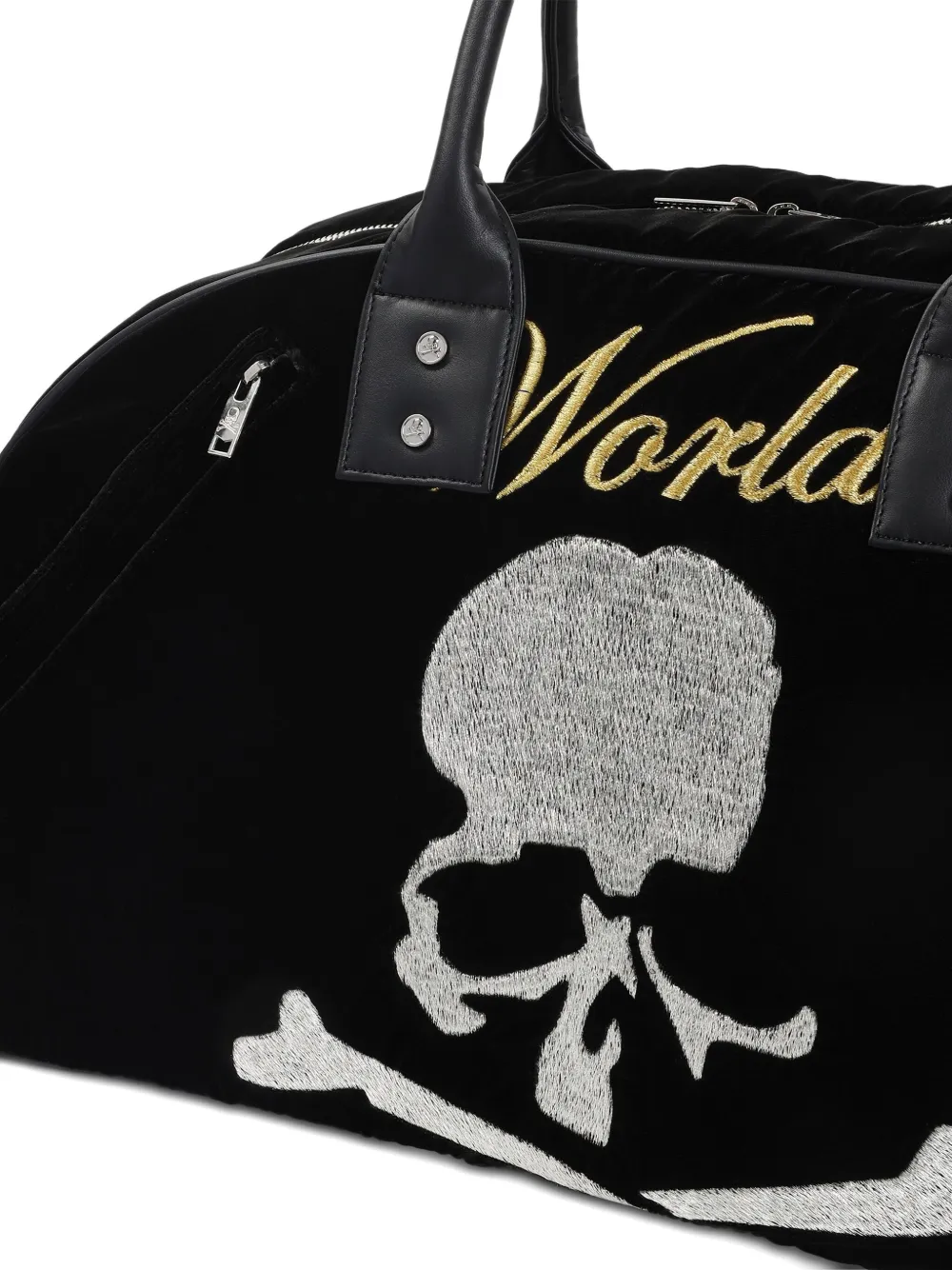 Mastermind Japan Skull Embroidered Velvet Duffle Bag In Black