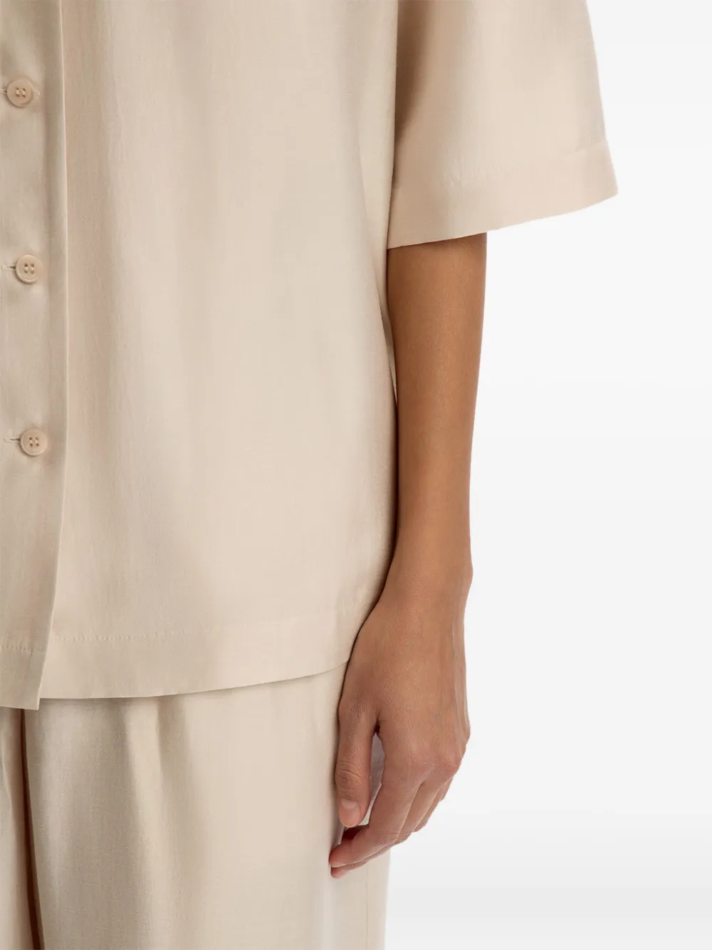 12 Storeez Button-front Short-sleeve Shirt In Neutral