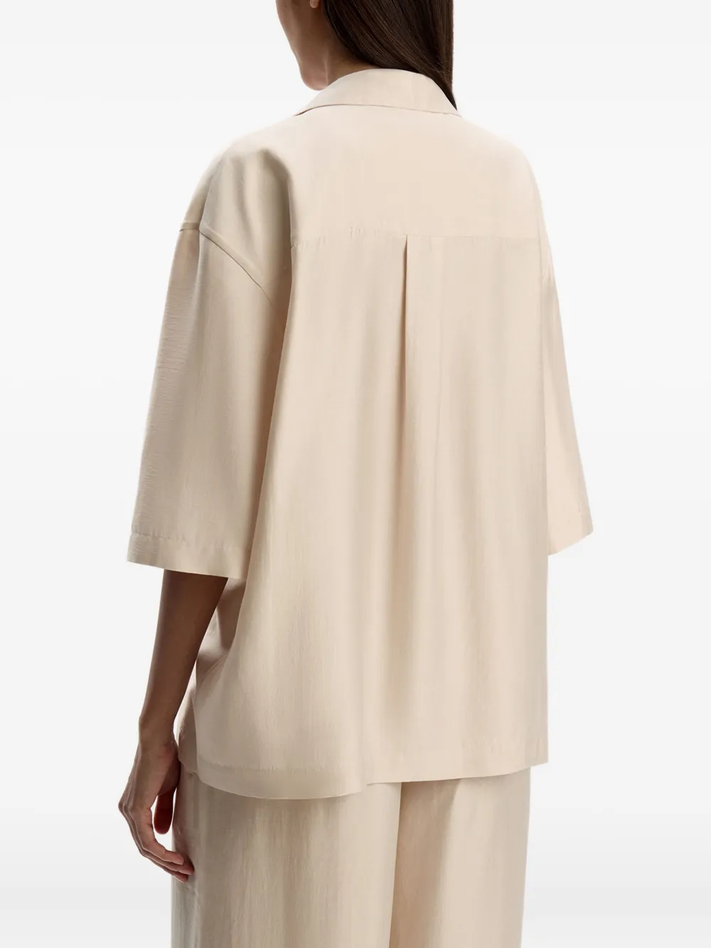 12 Storeez Button-front Short-sleeve Shirt In Neutral