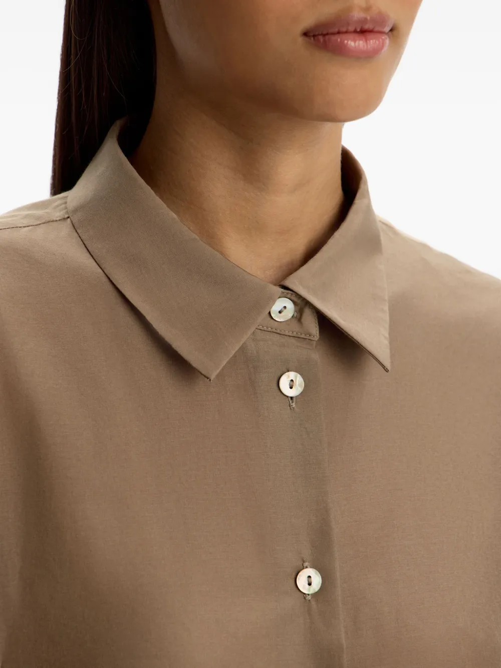 12 Storeez Mother-of-pearl Button-fastening Shirt In Brown