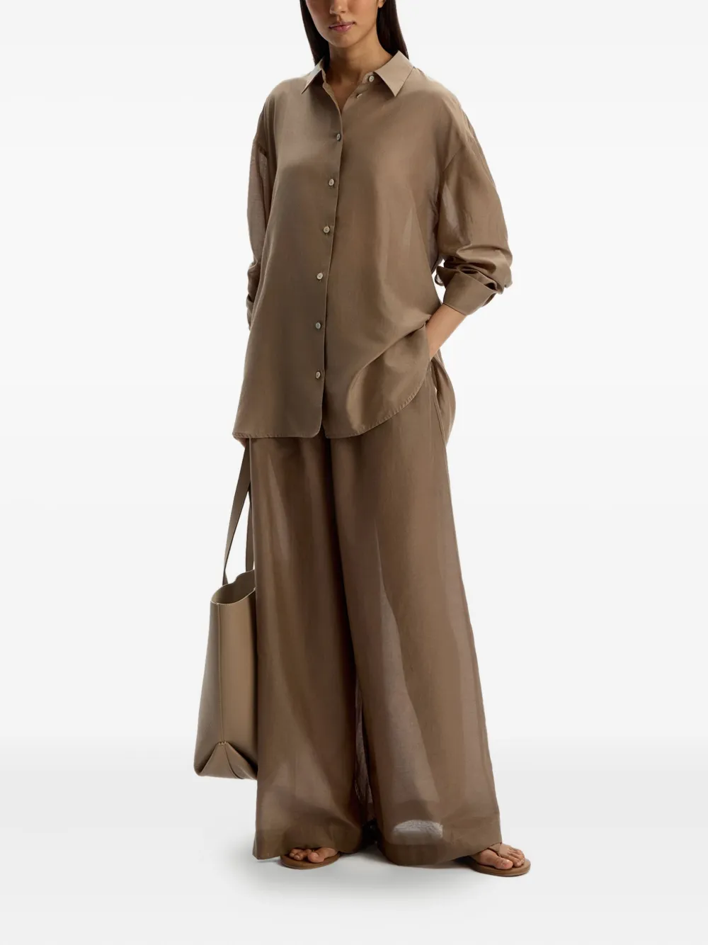 12 Storeez Mother-of-pearl Button-fastening Shirt In Brown