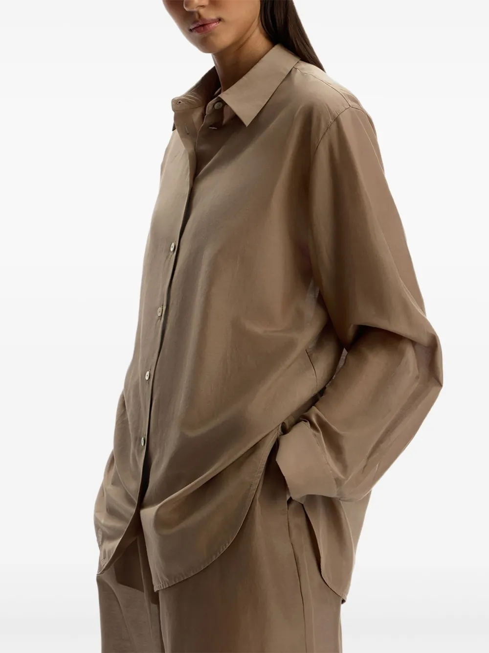 12 Storeez Mother-of-pearl Button-fastening Shirt In Brown