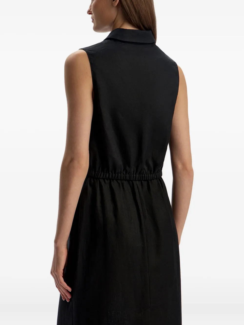 12 Storeez Zip-front Linen Shirt In Black