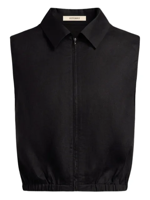 12 STOREEZ zip-front linen shirt