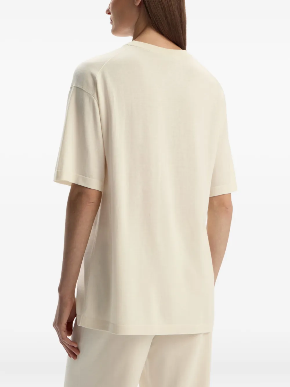 12 STOREEZ Gebreid T-shirt van zijde-katoenblend Wit