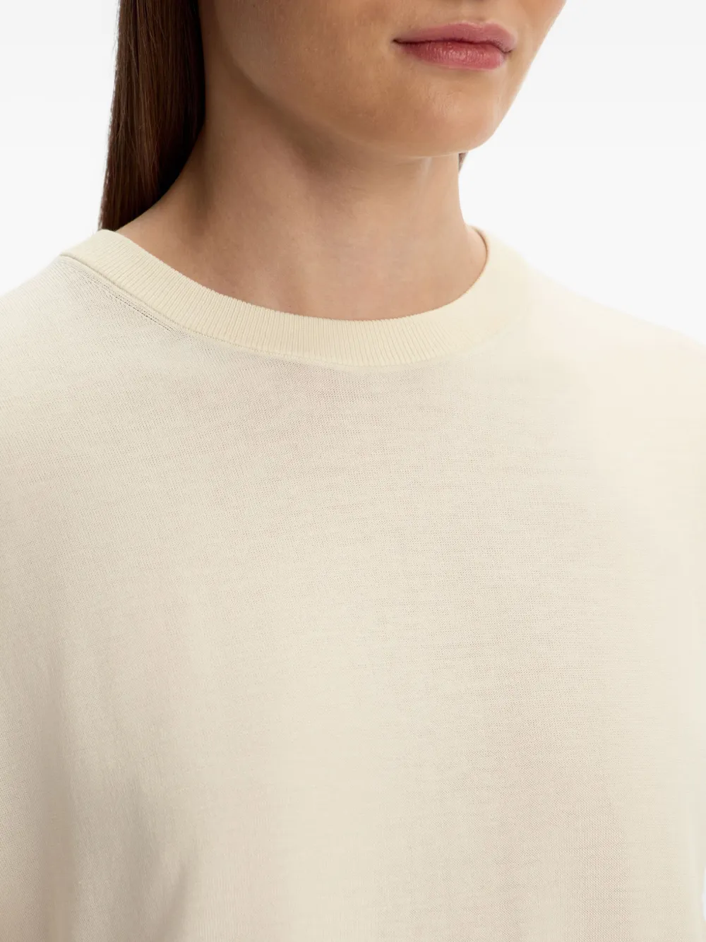 12 STOREEZ Gebreid T-shirt van zijde-katoenblend Wit