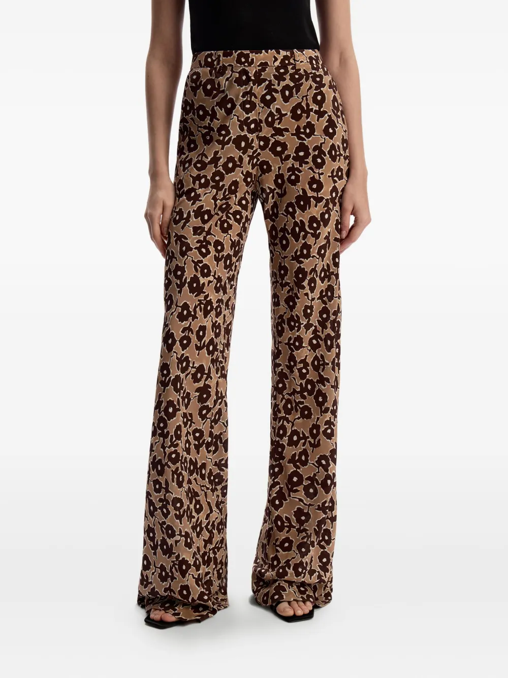 12 STOREEZ Broek met bloemenprint Beige