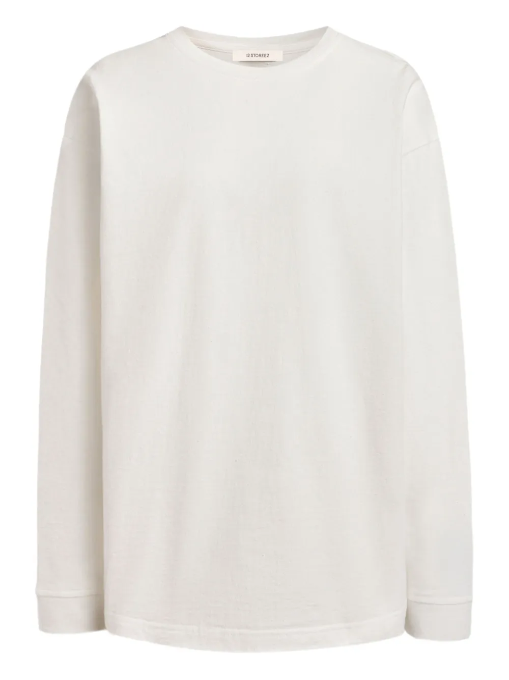 12 STOREEZ textured-cotton long-sleeve T-shirt | White | Image 1