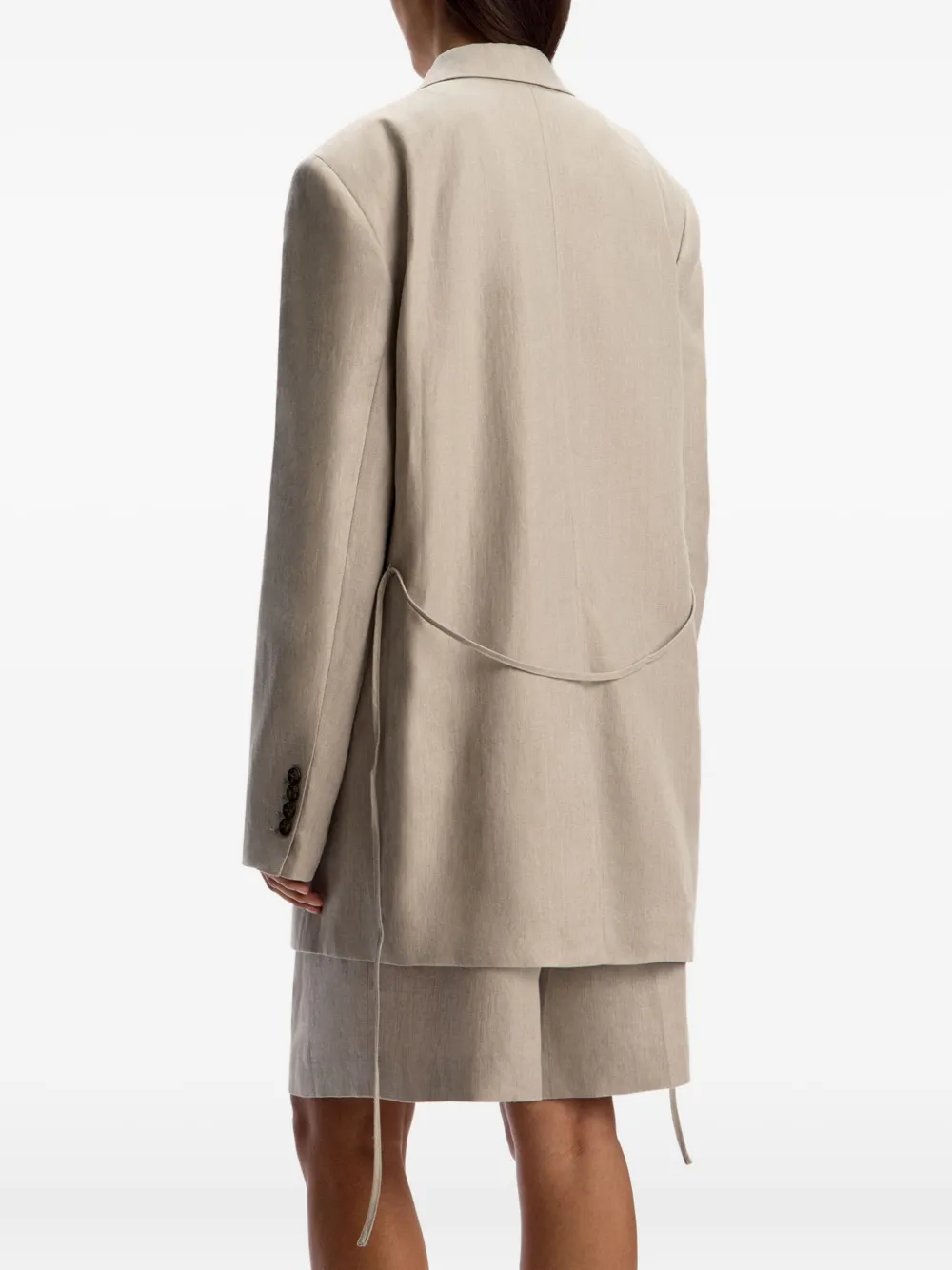 12 STOREEZ Katoenen blazer met riem Grijs