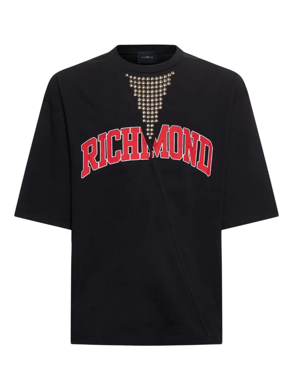 John Richmond T-shirt con decorazione sul collo - Nero