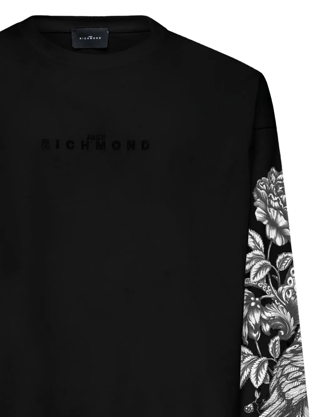 John Richmond T-shirt met bloemenprint Zwart