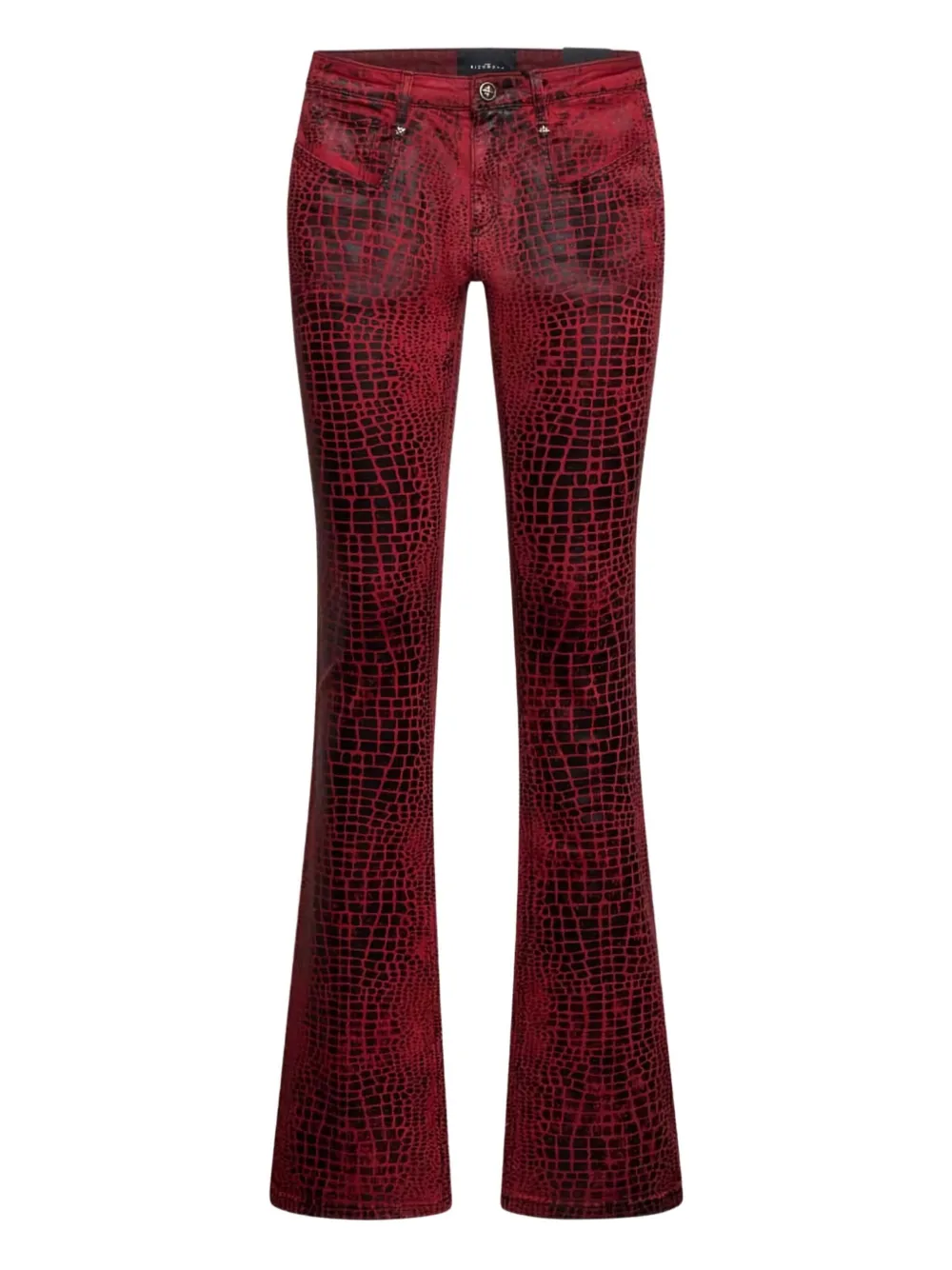 John Richmond Ausgestellte Hose mit Kroko-Print - Rot
