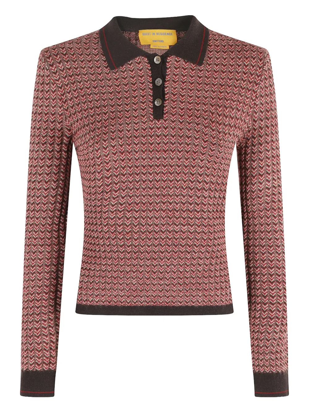 Guest In Residence patterned polo top | Red | Image 1