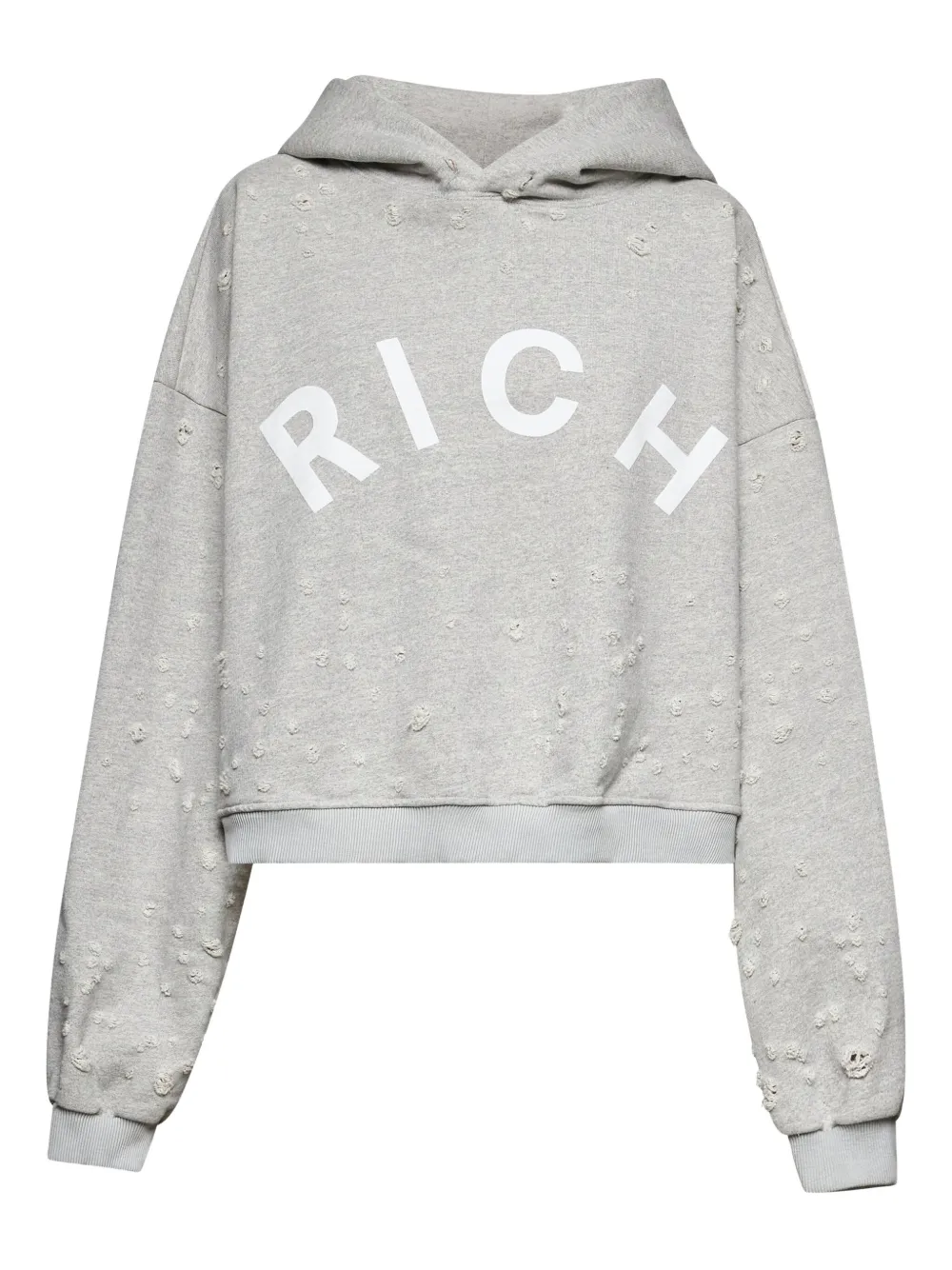 John Richmond Distressed-Hoodie mit Logo-Detail - Grau