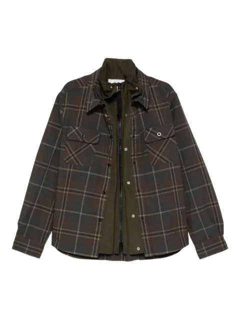 sacai check-print layered shirt
