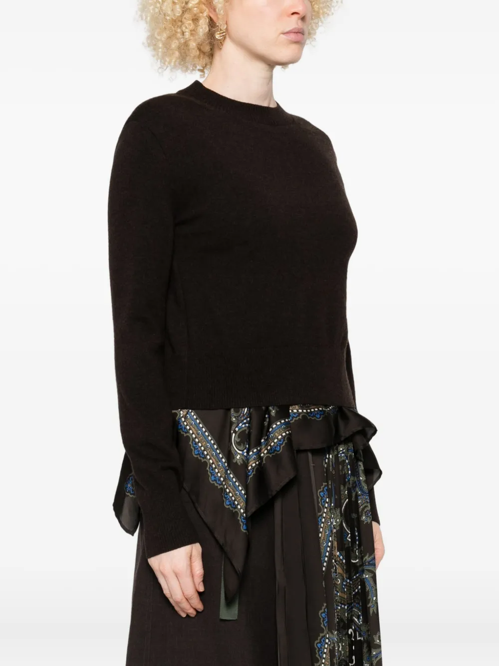 Sacai Paisley-print Panel Sweater In Black