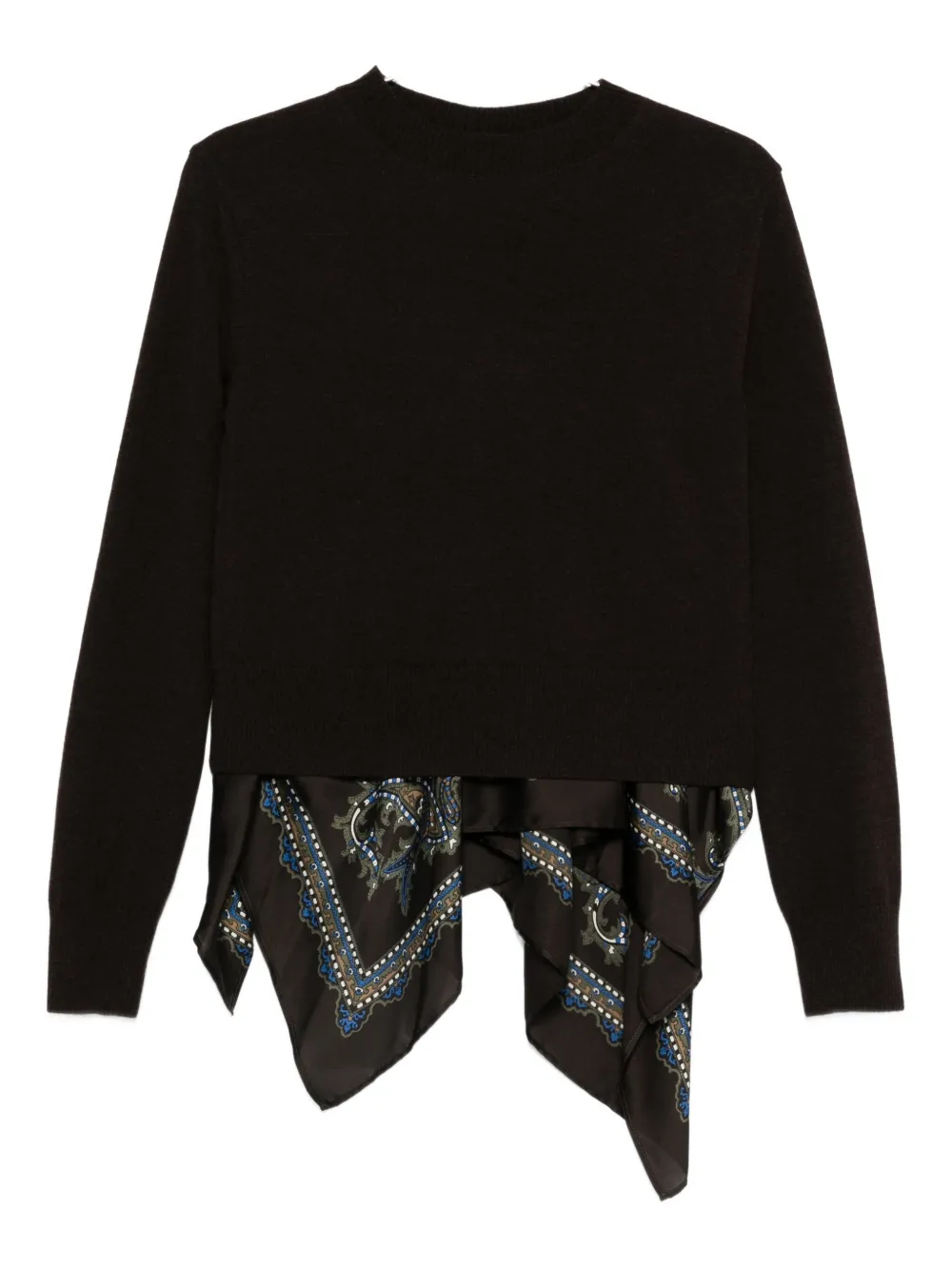 Sacai Paisley-print Panel Sweater In Black