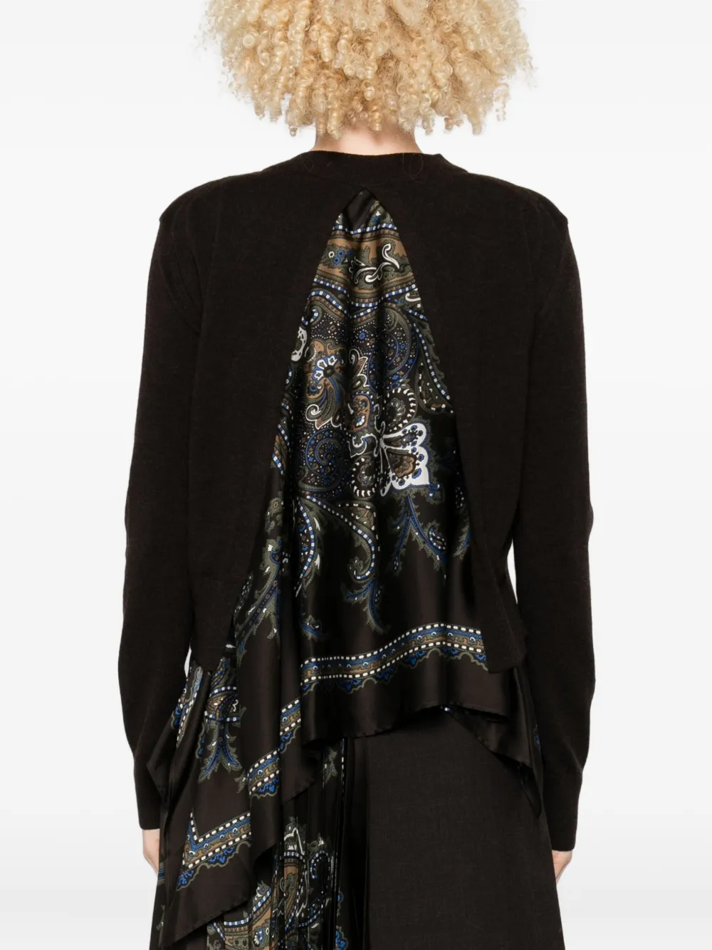 Sacai Paisley-print Panel Sweater In Black