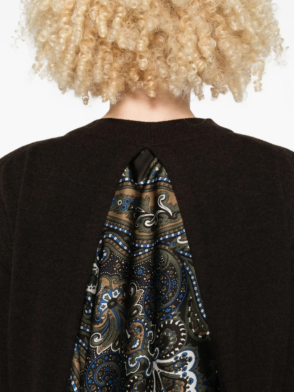 Sacai Paisley-print Panel Sweater In Black