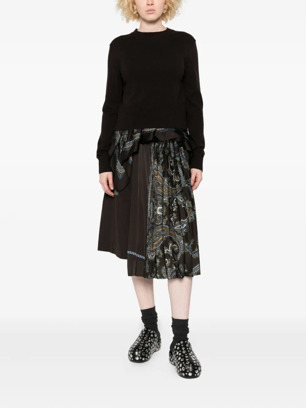 sacai paisley-print panel sweater | Knitted Sweaters | Image 2