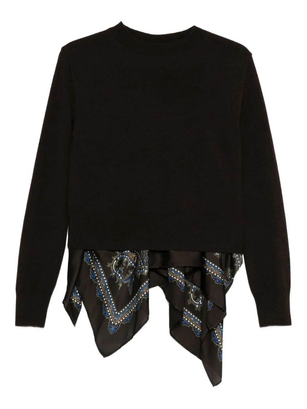 sacai paisley-print panel sweater | Black | Image 1