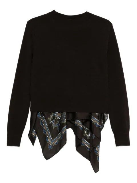 sacai paisley-print panel sweater