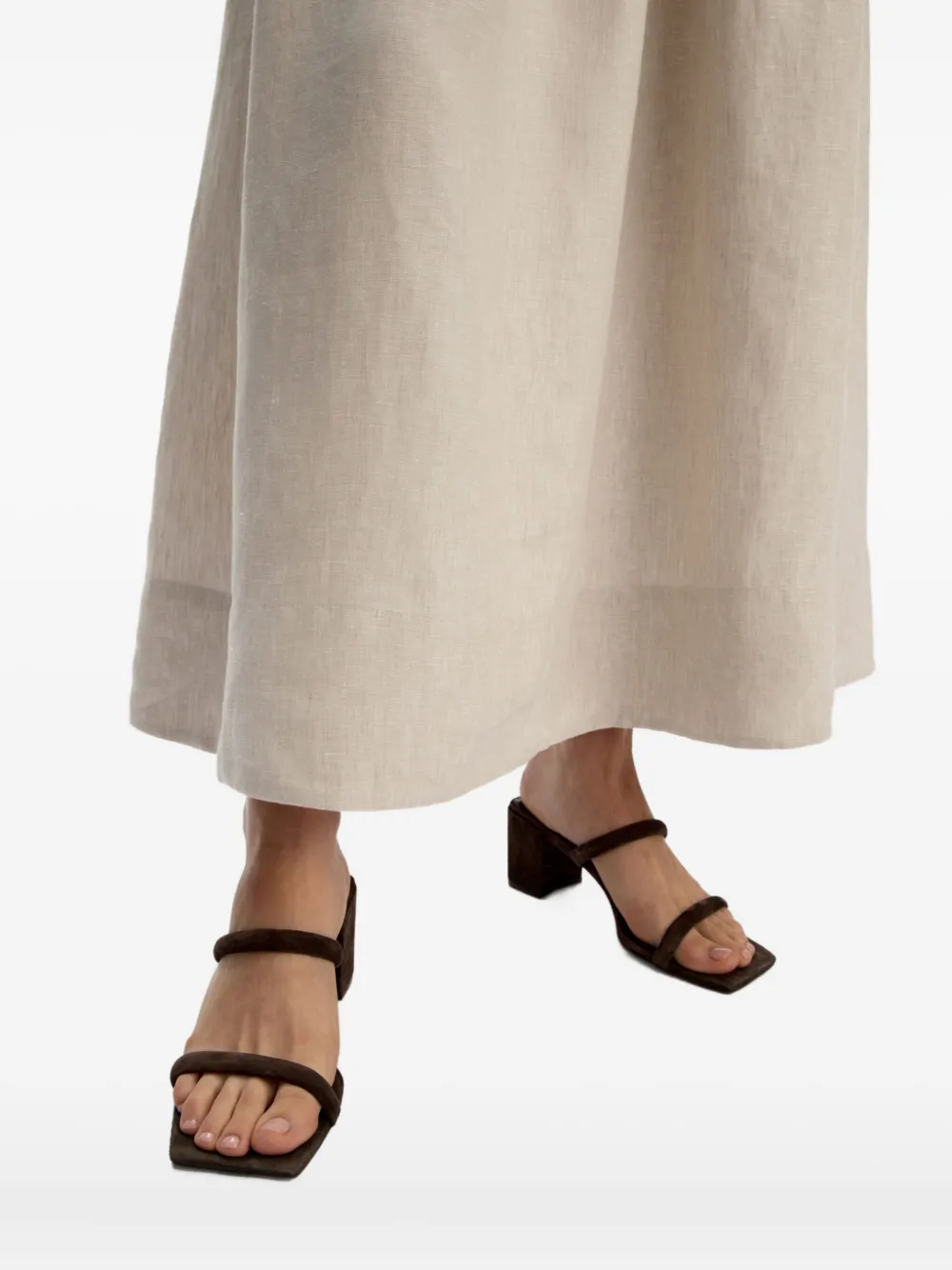 12 STOREEZ 65 mm sandalen met dubbele bandjes en hak Bruin