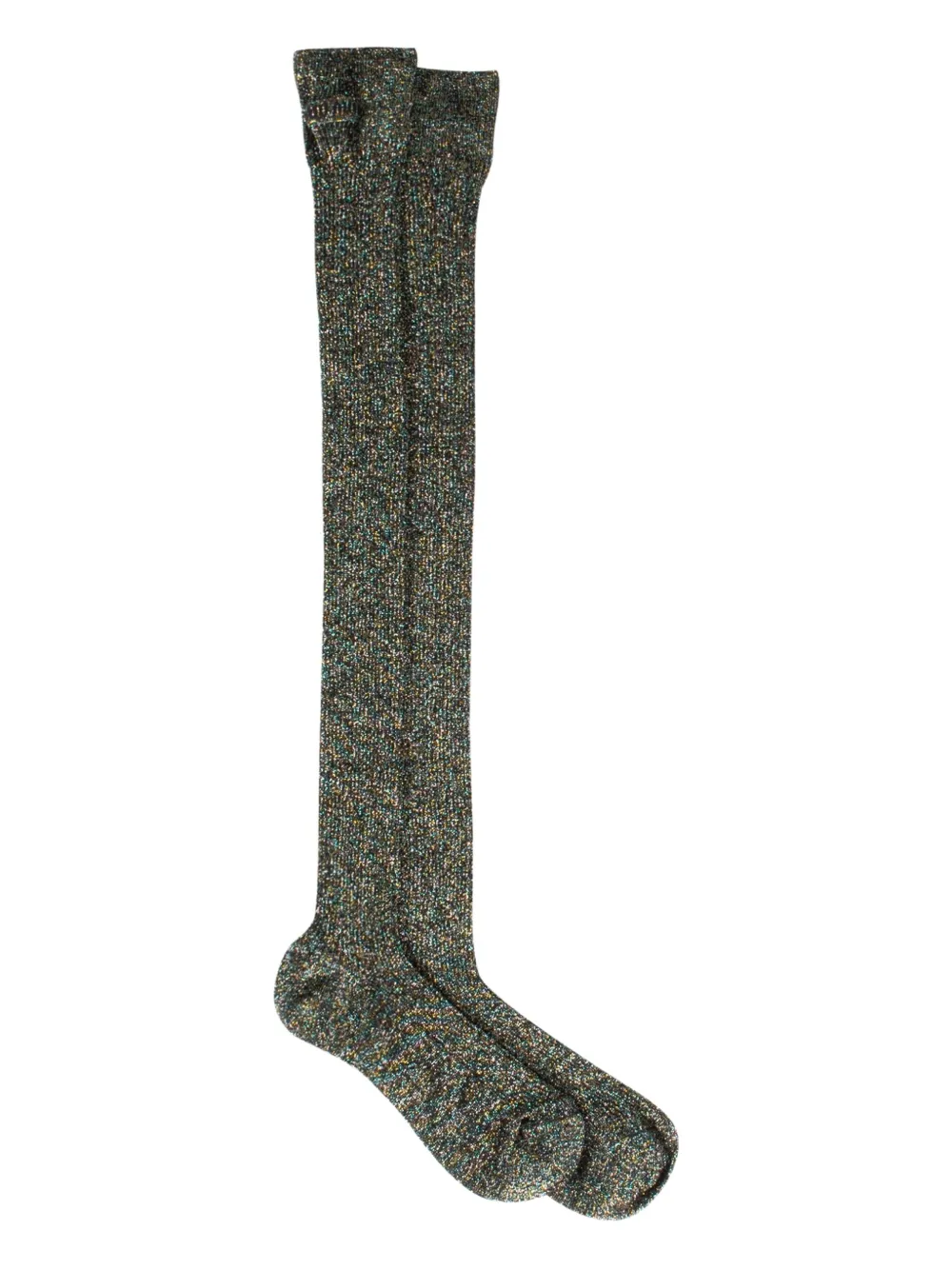 Miu Miu Lamé Ribbed Socks In Green