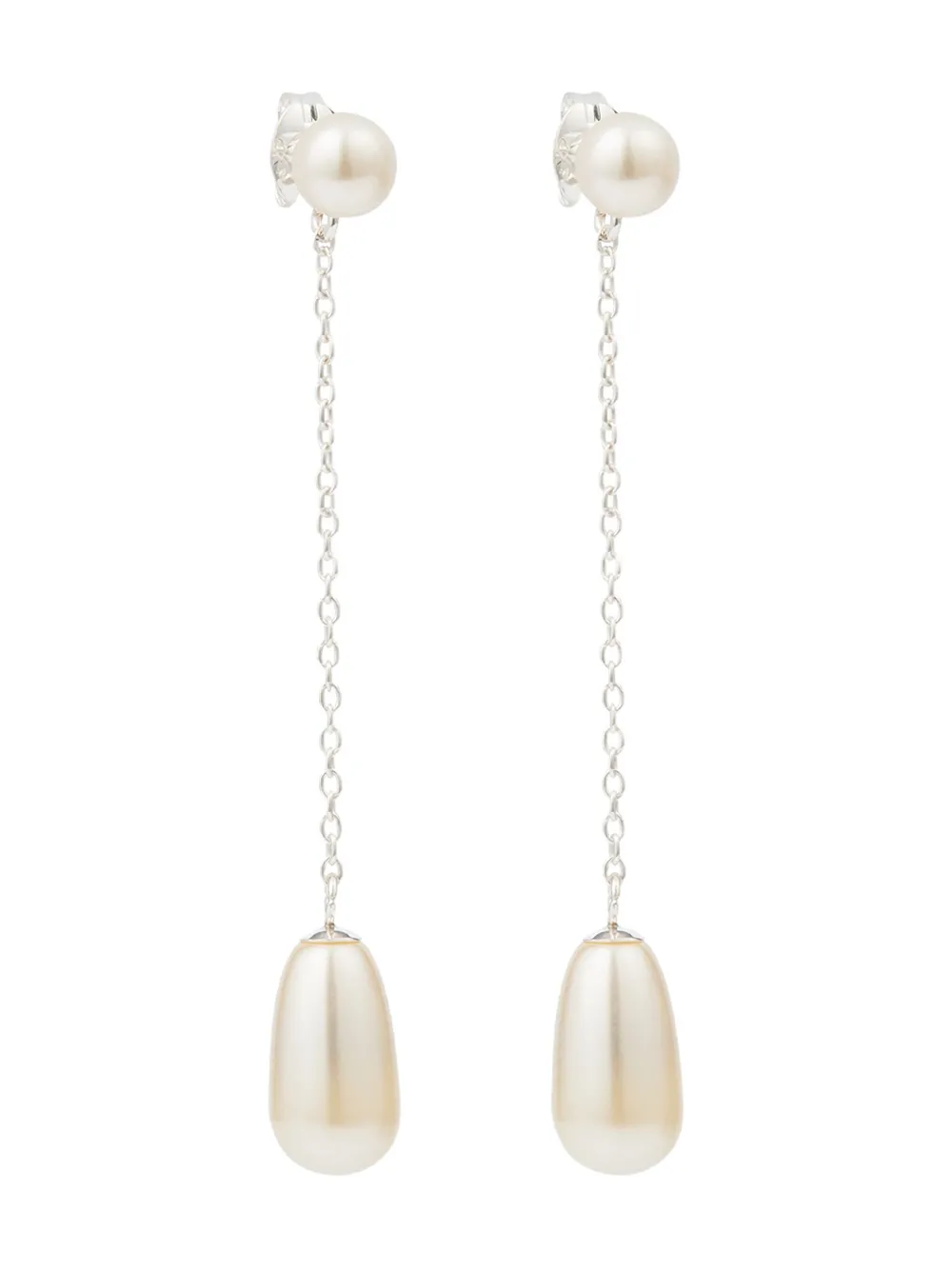 Pre-owned Susan Caplan Vintage Faux-pearl Drop Earrings In Silver