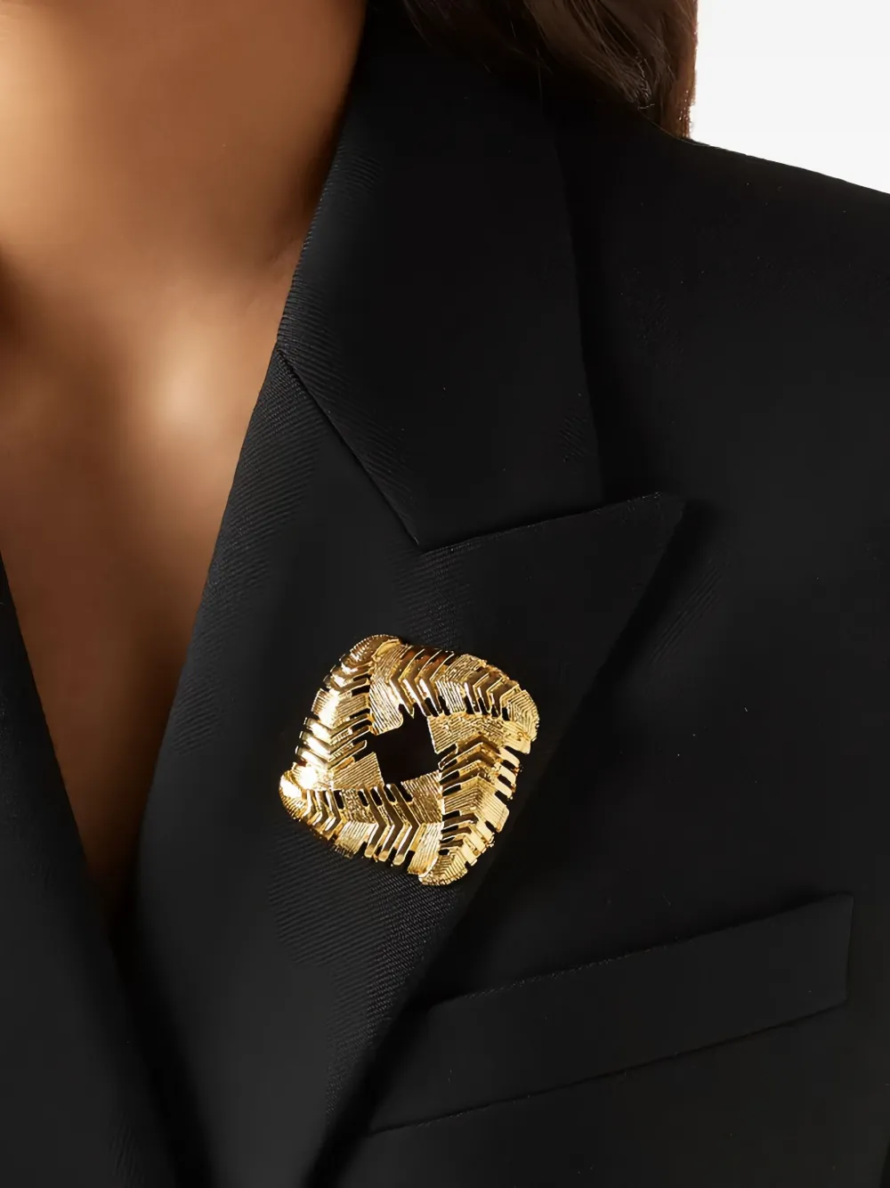 Pre-owned Susan Caplan Vintage 1980s Geometric-pattern Brooch In Gold